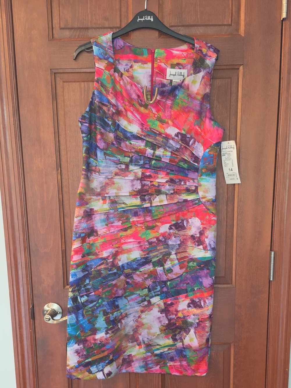 Joseph Ribkoff Vibrant Multicolor Abstract Sheath Dress